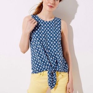 LOFT Ikat Tie Front Button Back Tank